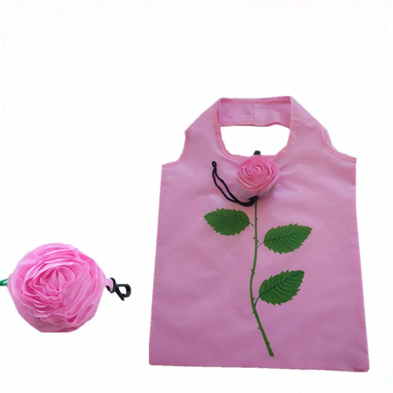 

Vogvigo Foldable Shopping Bag Durable Rose Flower Tote Reusable Floral Handbag Large Capacity Oxford Cloth Casual Grocery Bag