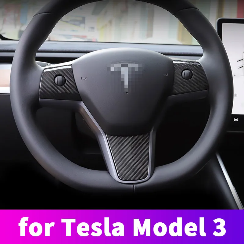 

for Tesla Model 3 Steering Wheel Modified Button Decorative Carbon Fiber Patch Car Interior Accessories Supplies