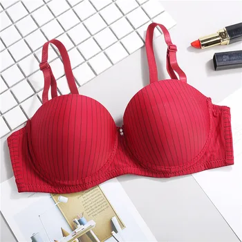 

Thin Cup Striped Push up Bra Comfortable Breathable GIRL'S Underwear Rims Breast Hugging
