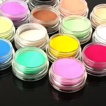 

12 Mixed Colors Acrylic Nail Art Tips UV Gel Powder Dust 3D DIY Decoration Set