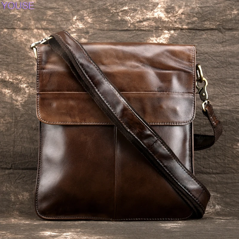 

Business Casual Men Genuine Leather Package Full-grain Leather Oil Wax Leather Multi-functional Shoulder Men's Bag