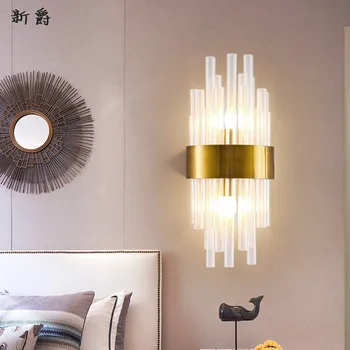 

Wall Lamp Light Wall Sconces Led Crystal Wall Lamp Decoration Brass Stainless Steel Modern Art H50cm 110v 220v Wall Mounted E14