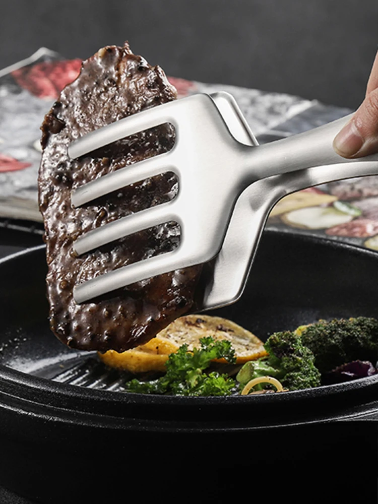 Non stick pot grill clip barbecue household stainless steel thickened cooking fried fish small pancake spatula BBQ kitchen tool