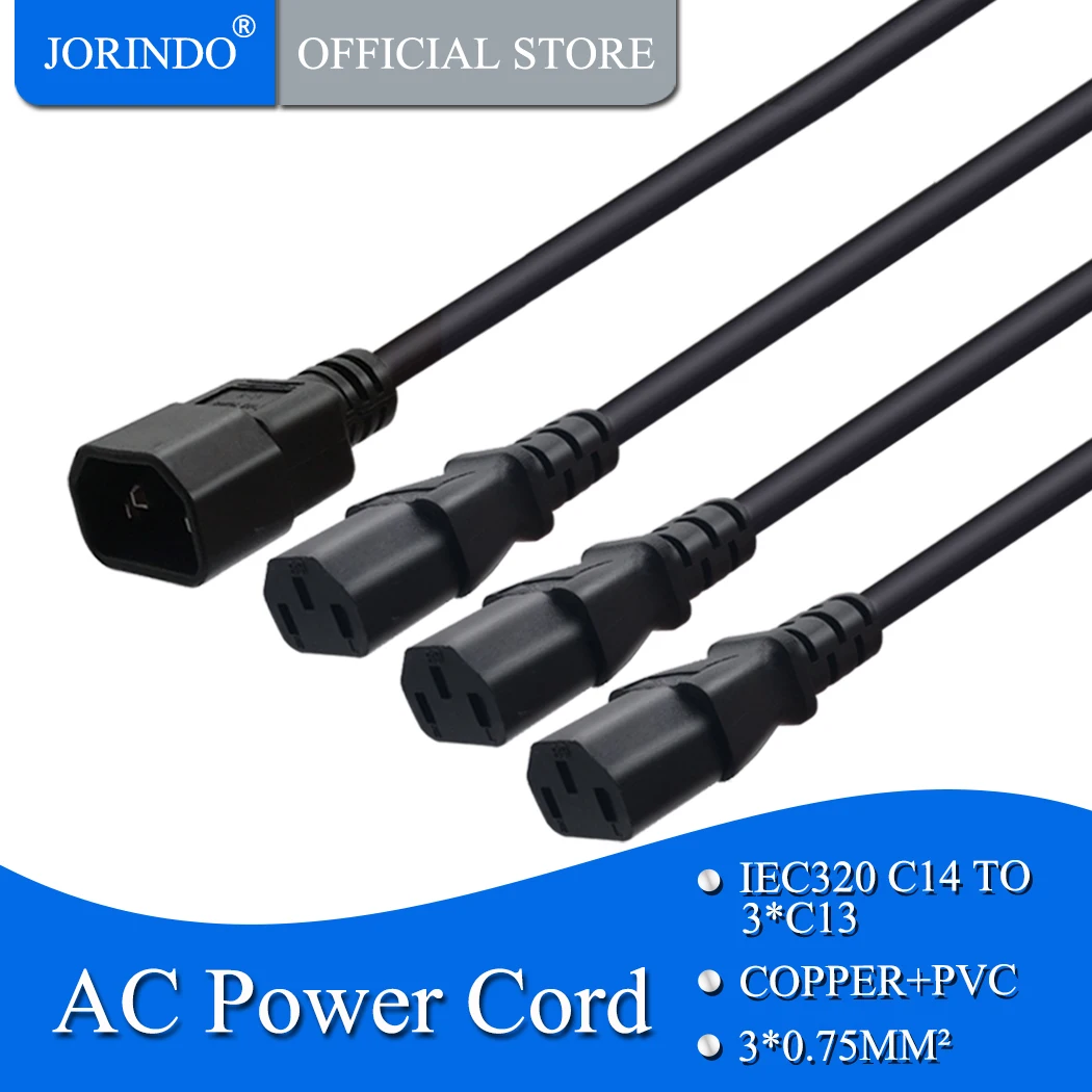 Jorinдо 0 3 м/1 фут IEC320 C14 к C13 Адаптерный кабель pulg pin розетки разделитель сетевой шнур