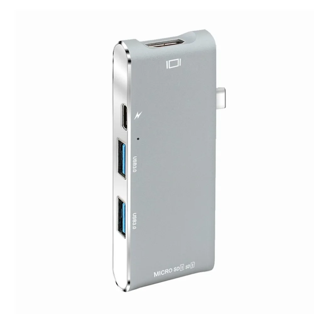 YC204 алюминиевый сплав type-C концентратор USB 3,0 type-C 4K видео HD выход TF кардридер usb-c концентратор адаптер для Apple MacBook