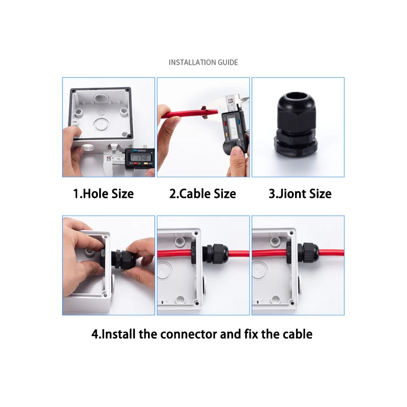 10Pcs Waterproof Cable Gland M8 M12 M16 M20 M25 M32 M40 Black Plastic Seal Joint Nylon  IP68 White Cable Fixing Nylon Connector