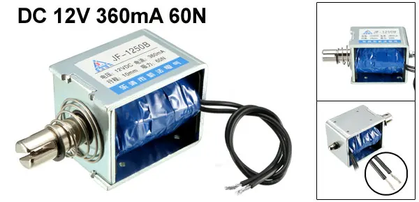 DC12V 60N 10mm 360mA Uxcell JF-0730B DC 12 В 300mA 5N 10 мм нажимной тип открытой рамки линейного движения Электромагнит - Цвет: DC12V 60N 10mm 360mA