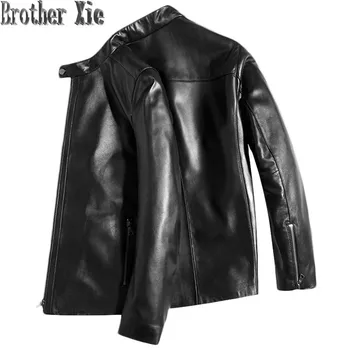 

Stand Collar Large Size 5XL Genuine Leather Coat Men Business Casual Sheepskin Real Leather Motorcycle Jacket Slim Short Outwear