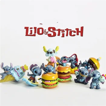 

11pieces a lot 2.5-5cm stitch with Scrump PVC Action figure toys hamburger stitch ice cream stitch Adorable Collectible Model