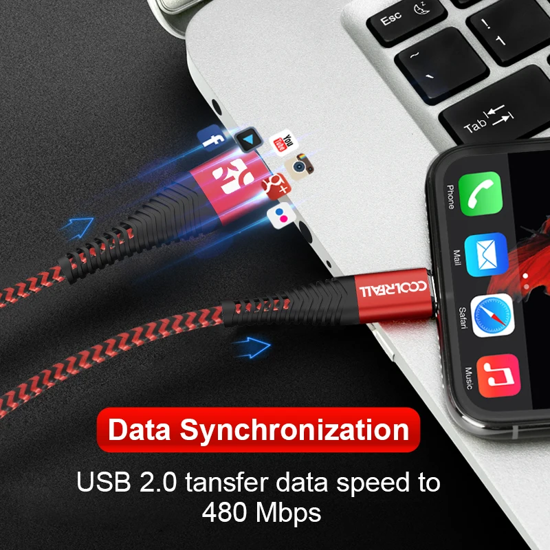 USB кабель Coolreall для iPhone 12 11 pro max Xr X 8 7 6 plus 6s iPad 2 4 а шнур быстрой зарядки передачи