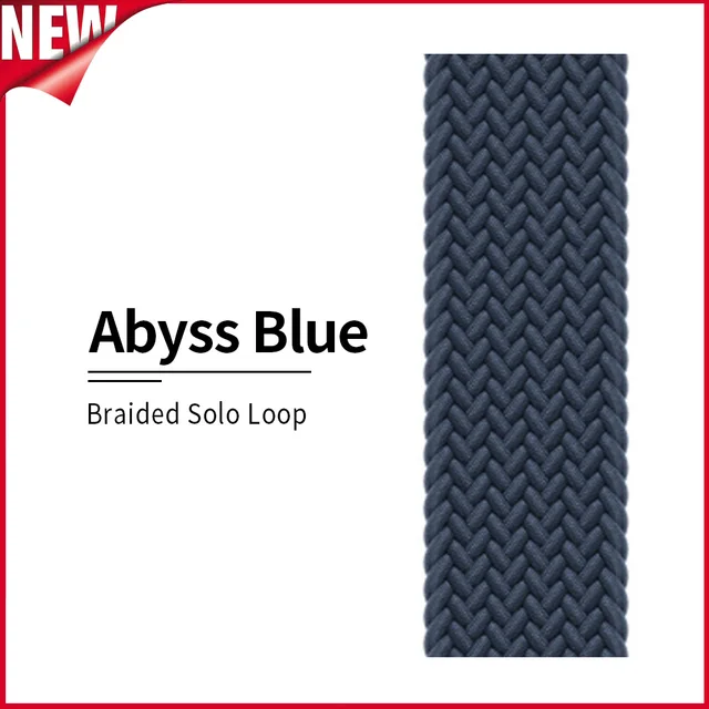 Braided Solo Loop strap for Apple watch band 44mm 40mm Elastic Wristband Bracelet on iwatch Se Series 7 6543 42mm 38mm 41mm 45mm 36 Abyss Blue