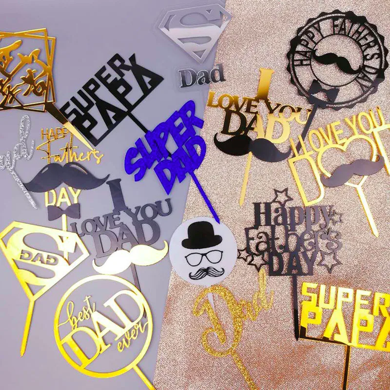

INS Father's day Acrylic Cake Topper "Bast dad ever" Birthday Cake Topper for Father's day Dad's Birthday Party Cake Decorations