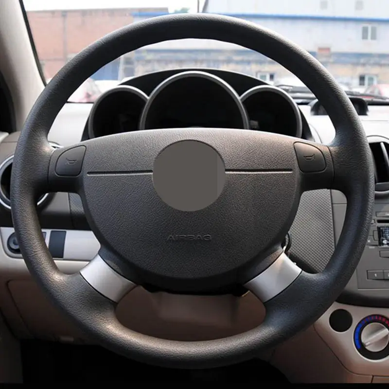 Сшитый вручную черный мягкий искусственный кожаный чехол на руль для Chevrolet Lova Chevrolet Aveo Buick Excelle Daewoo Gentra