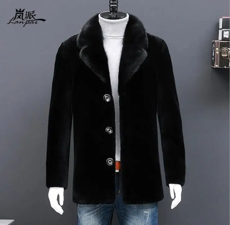 

Crazy promotion utumn faux mink fur leather jacket mens winter thicken warm fur leather coat men loose jackets fashion B172