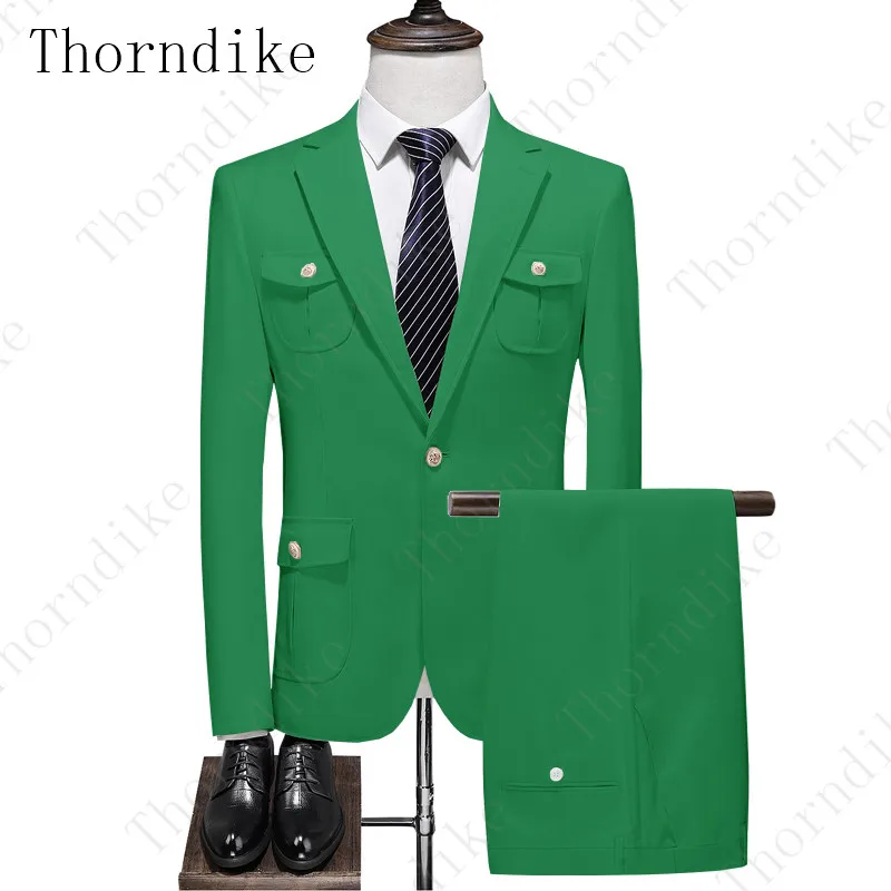 suit 22 Thorndike Tide мужские красочные модные свадебные костюмы размера плюс 5XL желтый розовый зеленый синий фиолетовый костюмы пиджак и брюки смокинги - Цвет: suit 22