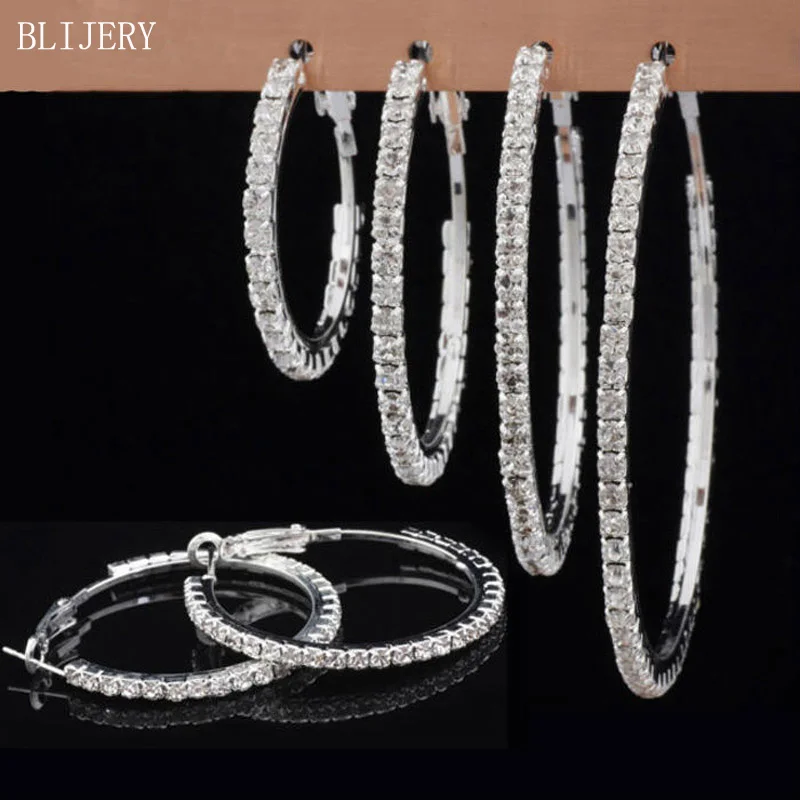 Boucles d'oreilles chaînette trio de strass argent