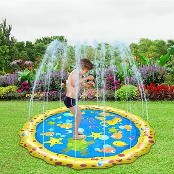 

Kids Inflatable Sprinkler Pad Outdoor Water Play Round Mat Splash Play Pool Water Spray Game Yard Lawn Beach Children Summer Toy