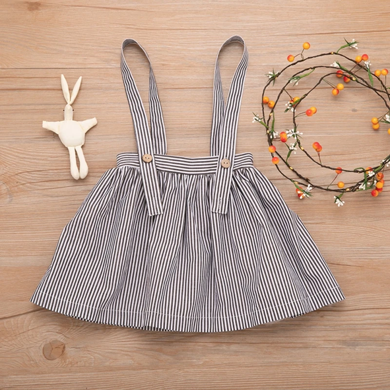Детская одежда для девочек, осенне-весеннее модное Полосатое платье на бретелях для девочек, рубашка с лацканами для малышей, комплект одежды