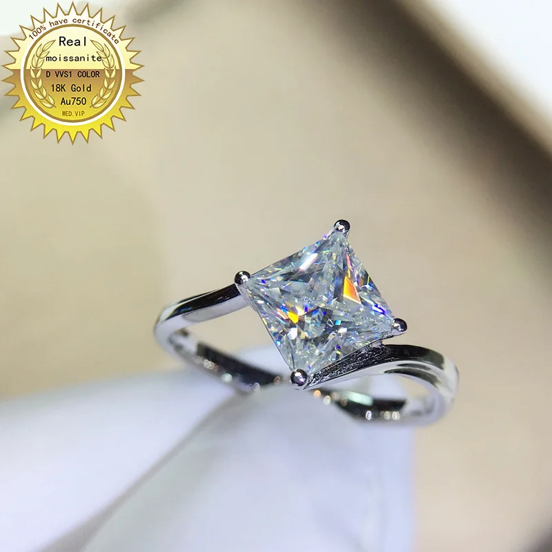 

18K goldr ring 1ct D VVS moissanite ring Engagement&Wedding Jewellery with certificate 0074