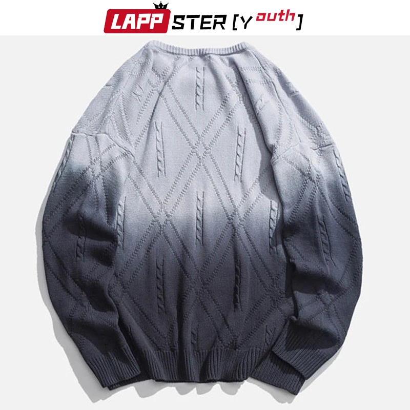 

LAPPSTER-Youth Men Patchwork Vintage Winter Sweaters 2023 Mens Harajuku Japanese Streetwear Pullovers Man Korean Fashion Sweater