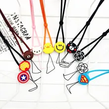 Силиконовый кулон для мобильного телефона с мультипликационным рисунком; милый универсальный ремешок для мобильного телефона; длинный ремешок для девочки