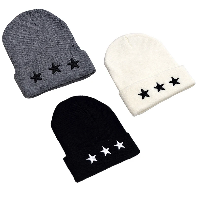 Вязаная шапка унисекс для отдыха, женская теплая хлопковая шапка, женская зимняя шапка, мужская шапка с вышивкой в виде звезд, в стиле хип-хоп, Skullies Beanies, для девочек