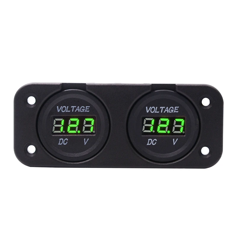 Двойной монитор батареи DC 12v 24v светодиодный цифровой вольтметр для лодки - Цвет: Зеленый
