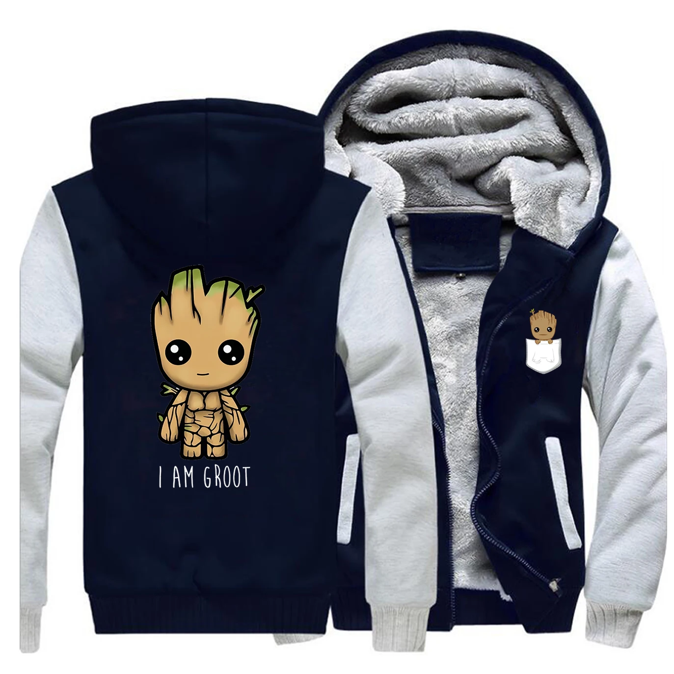 Мужская толстовка groot с капюшоном и модным принтом, теплая верхняя одежда с длинными рукавами реглан, толстовка, осенне-зимняя мужская удобная куртка, топы