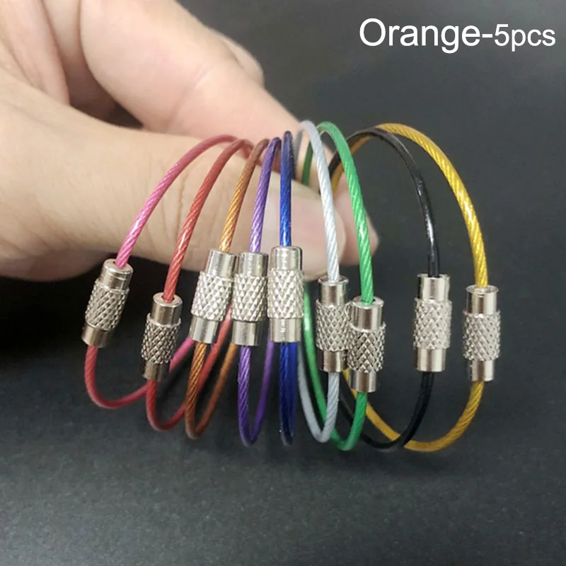 MA 5pcs Stahl  Wire Kabel Keychain Schluesselanhaenger Aussen Zubehoer 