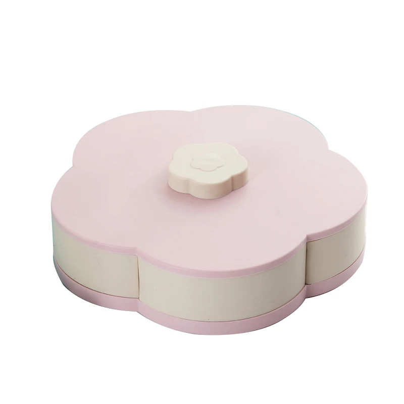 pink single-layer L Hoomall креативная пластиковая вращающаяся коробка для фруктов, коробка для конфет с цветами, закуска с держателем для мобильного телефона, коробка для сухофруктов - Цвет: pink single-layer L