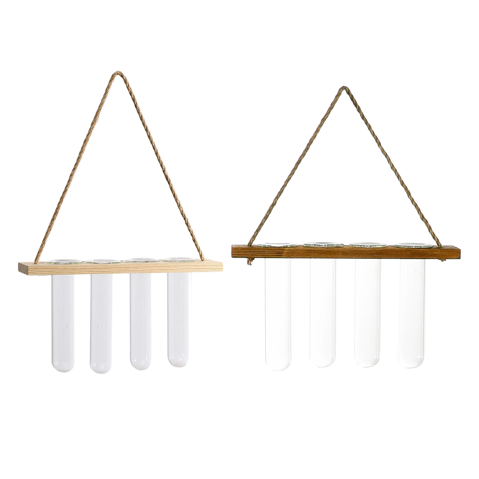 Glass Hanging Planter Terrarium Plants Wood Hanger Test Tube Vase Natural