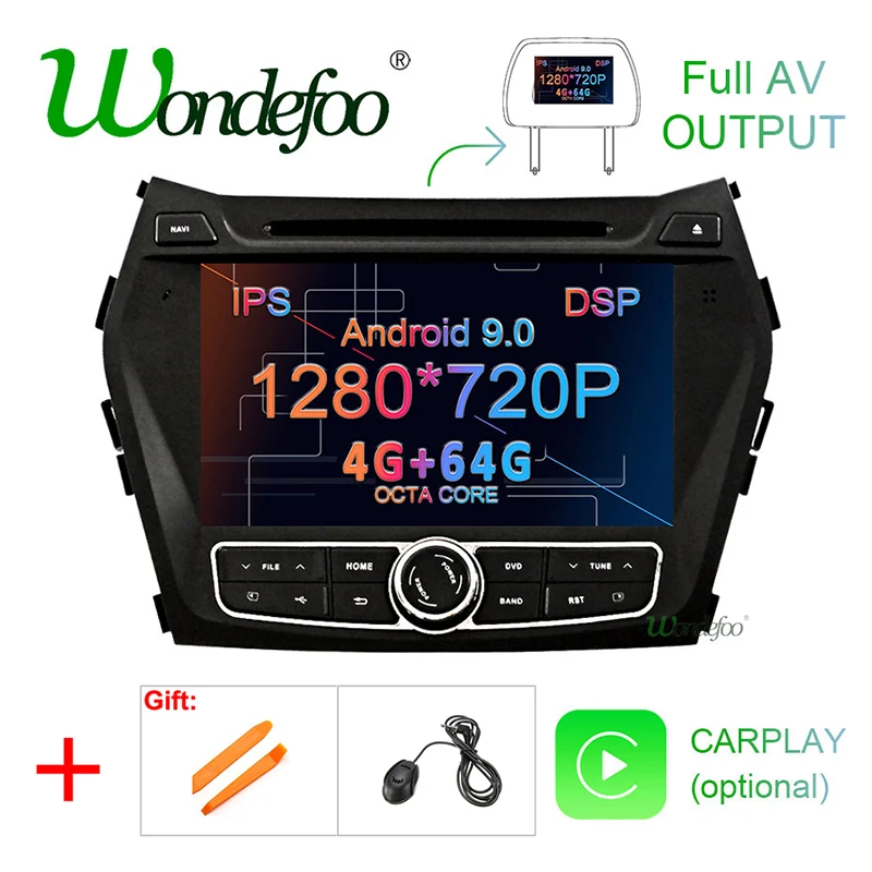 64G DSP Android 9 0 IPS экран AV выход автомобильный DVD плеер для Hyundai IX45 Santa fe 2013 2018 GPS