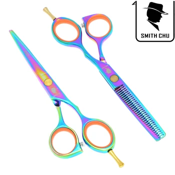 

5.5" Smith Chu Japan 440c Hair Cutting Scissors Thinning Shears Hairdressing Clipper Hairdresser's Tesoura with Comb Bag LZS0093