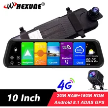 WHEXUNE 4G 1" автомобильное зеркало заднего вида Android 8,1 ADAS Dash Cam gps навигация 2 ГБ+ 16 Гб автомобильная видеокамера рекордер DVR Удаленный просмотр