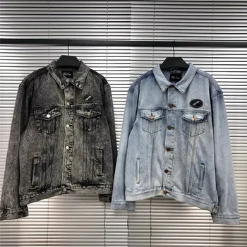

Onesize WE11 DONE Denim Work Jacket Women Men 1:1 High Quality WELLDONE Denim Work Jackets