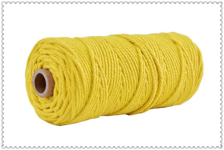 yellow 3 мм хлопок шнур красочный шнур веревка бежевый витой Макраме Веревка DIY Домашний текстиль свадебный декоративный гобелен искусство 110 ярдов - Цвет: yellow
