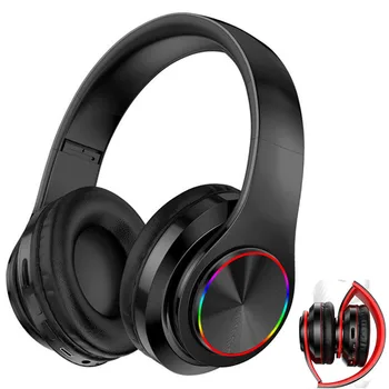 

True Wireless Bluetooth V5.0 Headphones Stereo Foldable Portable Game Headset Mp3 FM TF Noise reduction Earphones with Mic Music