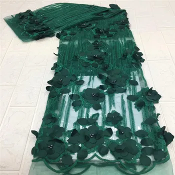 

Beautiful lucky green high quality velvet african lace fabric with sequins luxury velvet lace fabric gold beaded lady dress