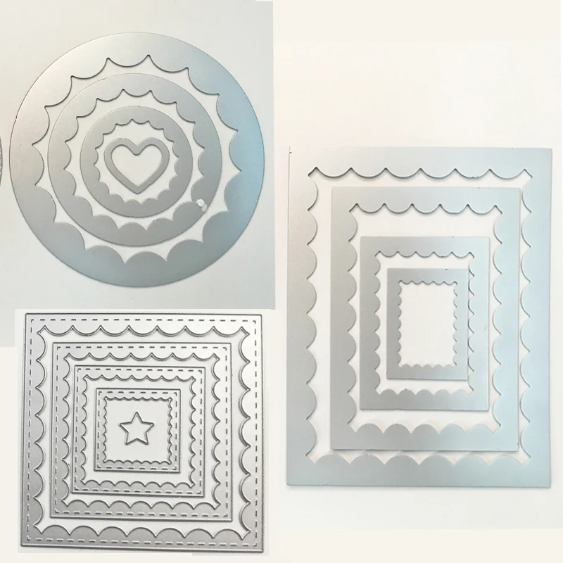 $2.3 3 kinds Laced Rectangle Square Circle Frame Metal Cutting Dies Set for Scrapbooking DIY Photo Album Card Making Decorative