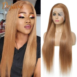 Brown Color Lace Front Human Hair Wigs 13X4 Frontal Lace Wig Medium Brown Straight Hair PrePlucked Wigs for Women Transparent
