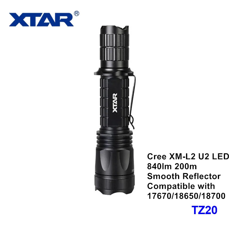 Xtar TZ20 Cree XM-L2 светодиодный военный тактический фонарь светильник фонарь 18650 для самообороны водонепроницаемый светильник-вспышка с плавным отражателем