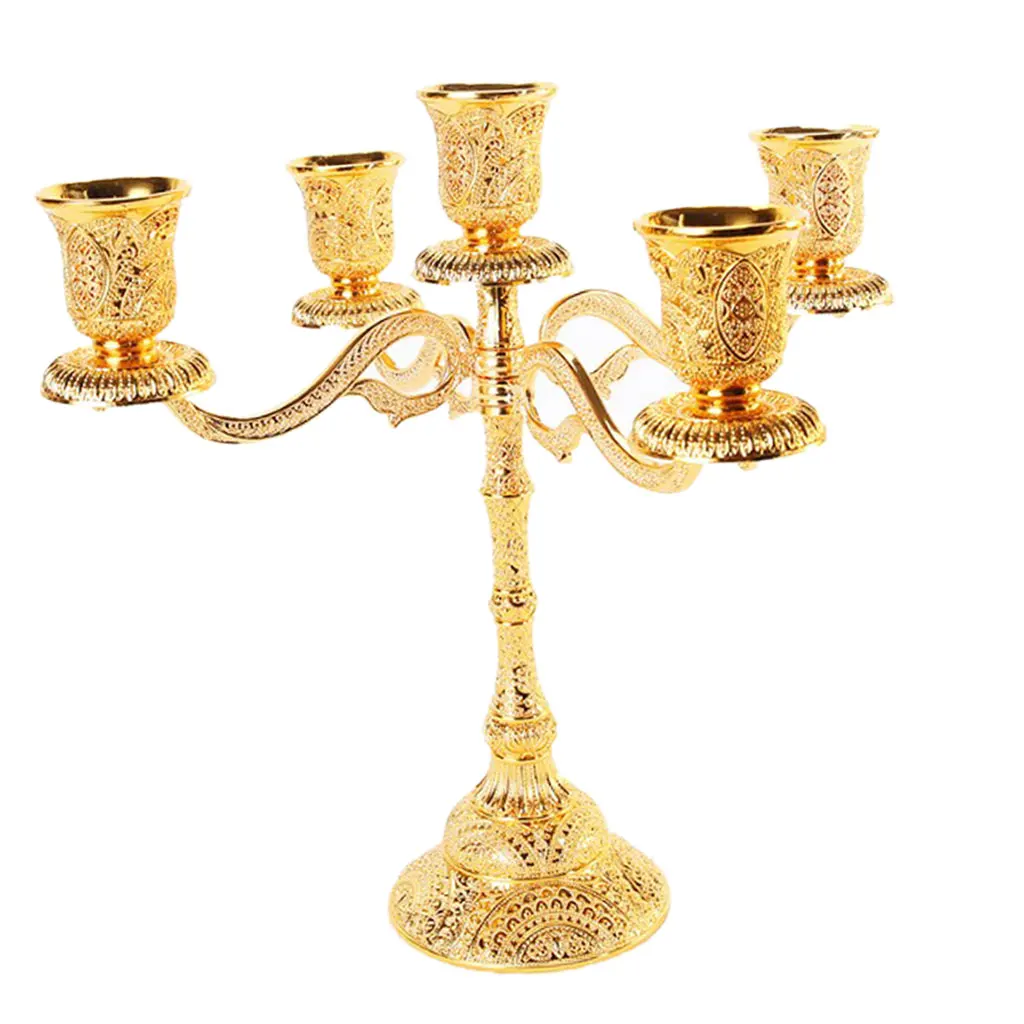 5 Arms Alloy Candelabra Candle Holder Set Home Decor Centerpiece Candle Holder Candelabra Taper Candle Holder Tall Candle Holder