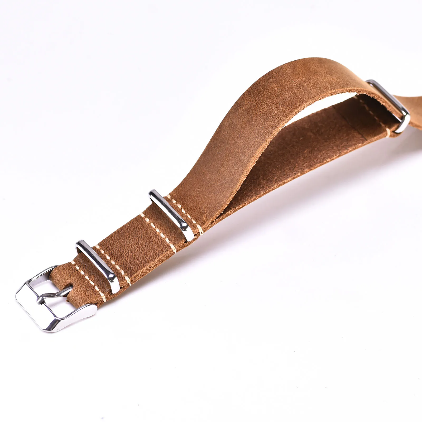 BEAFIRY Nato Watch Band 18mm 20mm 22mm Calfskin Leather Strap Watchband for Men Women huawei samsung Black Blue Red tan green