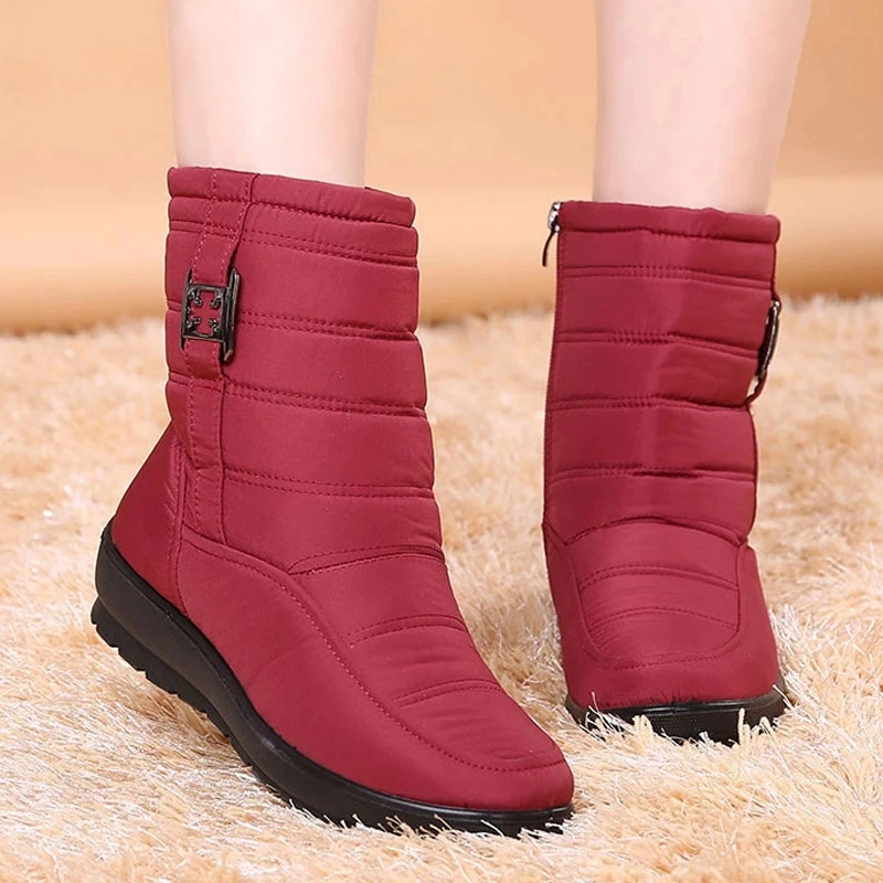 YAERNI  female boots 2021 new winter snow boots warm fur ankle boots for women wedge heel shoes winter boots zipper boots