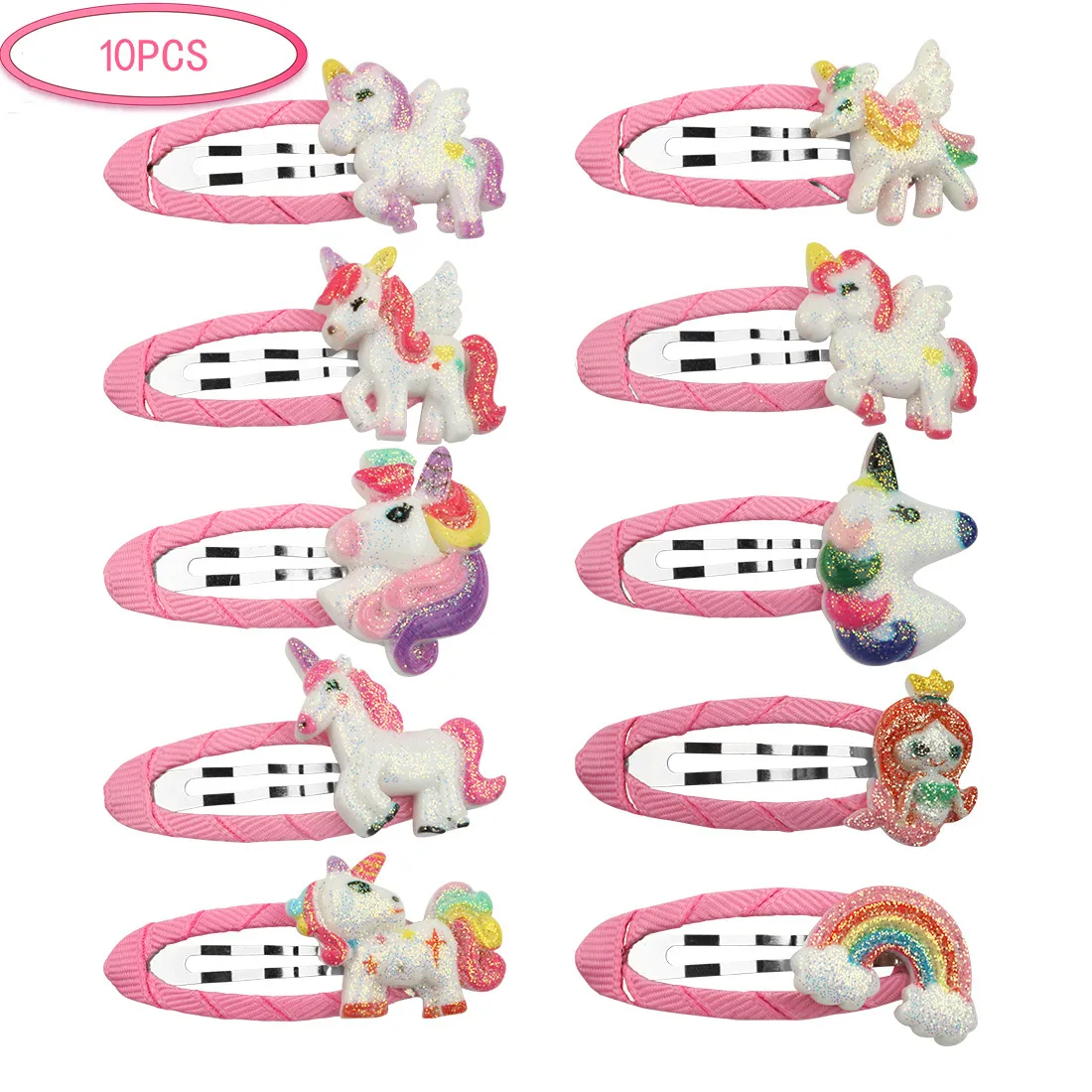 F(10pcs) XIMA, мультяшный единорог, аксессуары для волос, набор, заколка для волос, единорог, повязка на голову для милых девочек, эластичная резинка для волос, головной убор - Цвет: F(10pcs)