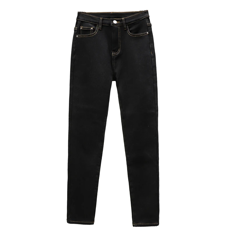 Джинсы женские зимние теплые черные обтягивающие джинсы размера плюс с высокой талией Стрейчевые джинсы утепленные флисовые брюки