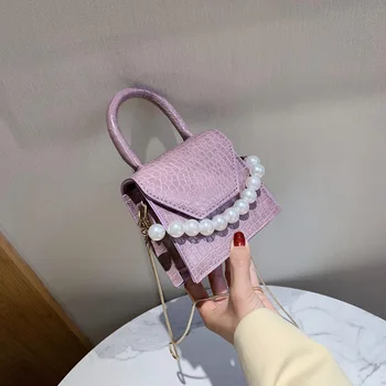 

Mini bag female 2020 summer new wild messenger chain bag shoulder small square bag pearl handbag