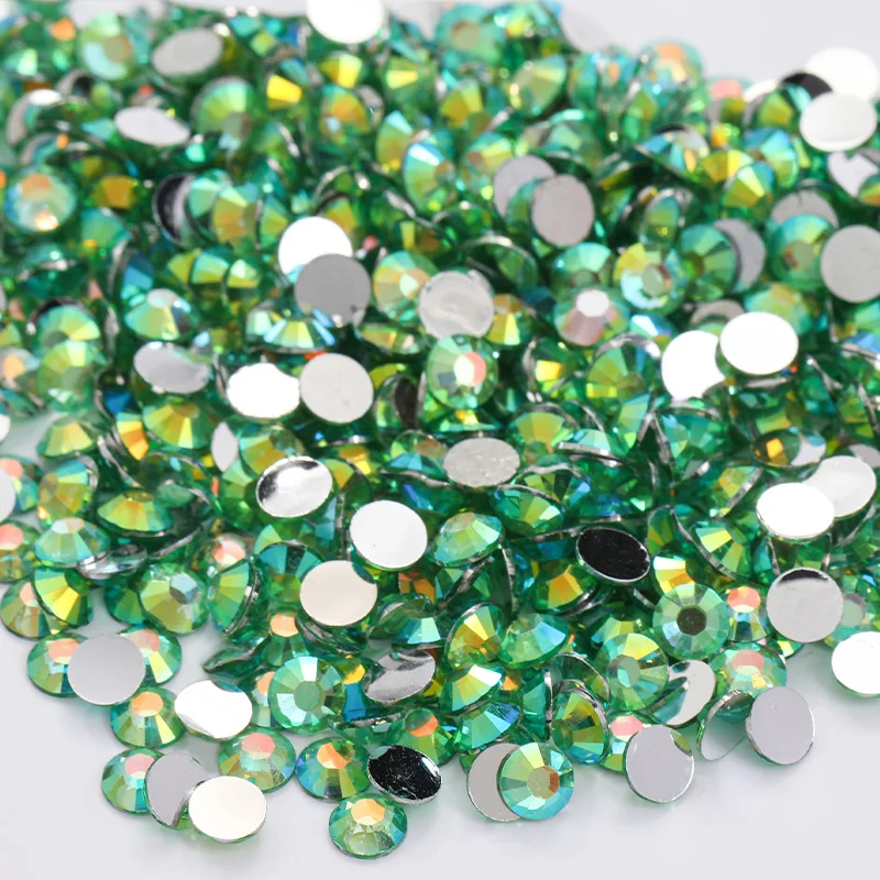Green Acrylic Rhinestones For Nails Diamonds Stone Bulk Shiny Resin