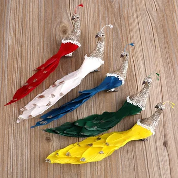 

Christmas Artificial Peacock Model Lovely Realistic Foam Feather Bird Miniature Decor Craft Bird Home Decor Xmas Tree Ornament