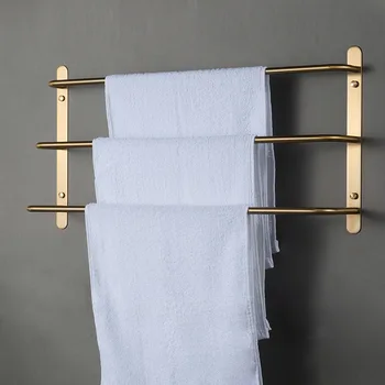 

Gold Bathroom Towel Rack Stainless Steel Towel Bar Adhesive Towel Holder Bathroom Accessories Free Shipping